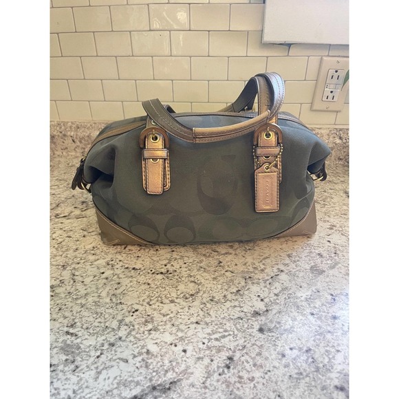 Canvas and leather Coach handbag - Picture 1 of 10